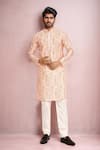 Buy_Arihant Rai Sinha_Cream Cotton, Silk Printed Kurta Set _at_Aza_Fashions