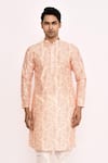 Buy_Arihant Rai Sinha_Cream Cotton, Silk Printed Kurta Set _Online_at_Aza_Fashions