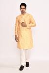 Arihant Rai Sinha_Yellow Cotton, Silk Printed Kurta Set _at_Aza_Fashions