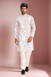 Buy_Arihant Rai Sinha_White Cotton, Silk Embroidery Floral Printed Kurta Set _at_Aza_Fashions