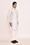 Arihant Rai Sinha_White Cotton, Silk Embroidery Floral Printed Kurta Set _at_Aza_Fashions