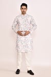 Buy_Arihant Rai Sinha_White Cotton, Silk Embroidery Floral Printed Kurta Set 