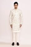 Shop_Arihant Rai Sinha_White Embroidery Floral Sherwani _Online_at_Aza_Fashions