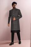 Buy_Arihant Rai Sinha_Black Silk Embroidery Diamond Pattern Sherwani _at_Aza_Fashions