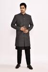 Buy_Arihant Rai Sinha_Black Silk Embroidery Diamond Pattern Sherwani _Online_at_Aza_Fashions