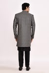 Shop_Arihant Rai Sinha_Black Silk Embroidery Diamond Pattern Sherwani _at_Aza_Fashions