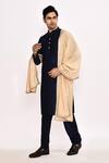 Arihant Rai Sinha_Navy Blue Cotton Silk Kurta _Online_at_Aza_Fashions