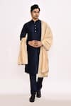 Shop_Arihant Rai Sinha_Navy Blue Cotton Silk Kurta _at_Aza_Fashions