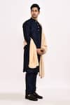 Shop_Arihant Rai Sinha_Navy Blue Cotton Silk Kurta _Online_at_Aza_Fashions