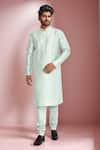 Buy_Arihant Rai Sinha_Sky Blue Silk Blend Long Kurta _at_Aza_Fashions
