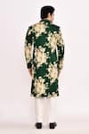 Shop_Arihant Rai Sinha_Green Silk Floral Printed Dark Sherwani _at_Aza_Fashions