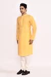 Arihant Rai Sinha_Yellow Silk Blend Long Kurta _Online_at_Aza_Fashions