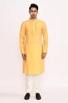 Buy_Arihant Rai Sinha_Yellow Silk Blend Long Kurta _Online_at_Aza_Fashions