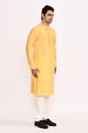 Shop_Arihant Rai Sinha_Yellow Silk Blend Long Kurta _Online_at_Aza_Fashions