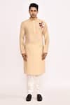 Arihant Rai Sinha_Beige Long Embroidered Kurta _at_Aza_Fashions