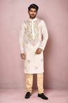 Buy_Arihant Rai Sinha_Off White Embroidered Long Kurta _at_Aza_Fashions