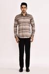 Buy_Arihant Rai Sinha_Multi Color Cotton Stripe Casual Shirt _Online_at_Aza_Fashions
