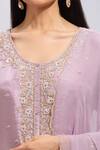 Buy_Samyukta Singhania_Purple Silk Embroidery Round Neck Kurta Set _Online_at_Aza_Fashions