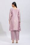 Shop_Samyukta Singhania_Purple Silk Embroidery Round Neck Kurta Set _at_Aza_Fashions