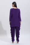 Shop_Samyukta Singhania_Purple Silk Embroidery V-neck Kurta And Dhoti Set _at_Aza_Fashions