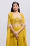 Buy_Samyukta Singhania_Yellow Silk Sequins, Beads Sweetheart Neck Embroidered Bustier And Sharara Set 