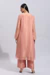 Shop_Samyukta Singhania_Peach Silk Embroidery Round Neck Kurta Set With Palazzo _at_Aza_Fashions