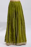 Shop_Samyukta Singhania_Green Satin Embroidery Split V-neck Hand Kurta Set _Online_at_Aza_Fashions