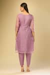 Shop_Naintara Bajaj_Purple Organza Sequins, Embroidery Round Neck Kurta Set _at_Aza_Fashions