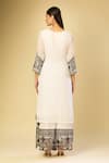 Shop_Samyukta Singhania_White Silk Embroidery Split V-neck Kurta And Palazzo Set _at_Aza_Fashions