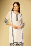 Buy_Samyukta Singhania_White Silk Embroidery Split V-neck Kurta And Palazzo Set _Online_at_Aza_Fashions