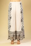 Samyukta Singhania_White Silk Embroidery Split V-neck Kurta And Palazzo Set _at_Aza_Fashions