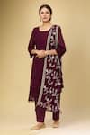 Buy_Samyukta Singhania_Purple Georgette Beads, Embroidery Square Neck Kurta Set With Dupatta _at_Aza_Fashions