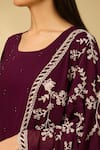 Samyukta Singhania_Purple Georgette Beads, Embroidery Square Neck Kurta Set With Dupatta _at_Aza_Fashions