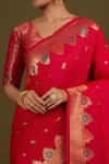 Samyukta Singhania_Pink Zari Woven Banarasi Satin Silk Saree _Online_at_Aza_Fashions