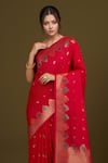 Samyukta Singhania_Pink Zari Woven Banarasi Satin Silk Saree _at_Aza_Fashions