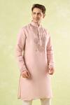 Buy_Rng Safawala_Pink Cotton, Silk Embroidery Blush Kurta Set _Online_at_Aza_Fashions