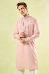 Shop_Rng Safawala_Pink Cotton, Silk Embroidery Blush Kurta Set _Online_at_Aza_Fashions