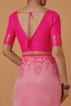 Samyukta Singhania_Pink Silk Zari Round Neck Light Woven Banarasi Saree Set _Online