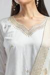 Buy_Samyukta Singhania_White Viscose, Jacquard Embroidery V-neck Hand Kurta Set