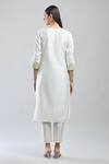 Shop_Samyukta Singhania_White Viscose, Jacquard Embroidery V-neck Hand Kurta Set_at_Aza_Fashions