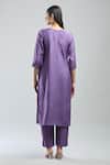 Shop_Samyukta Singhania_Purple Viscose, Jacquard Embroidery V-neck Hand Kurta Set_at_Aza_Fashions