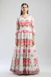 Samyukta Singhania_Pink Floral Printed Anarkali With Dupatta _Online_at_Aza_Fashions