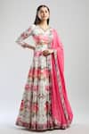 Shop_Samyukta Singhania_Pink Floral Printed Anarkali With Dupatta _Online_at_Aza_Fashions