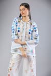 Naintara Bajaj_White Round Neck Floral Print Pant Set _Online_at_Aza_Fashions