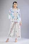 Naintara Bajaj_White Round Neck Floral Print Pant Set _at_Aza_Fashions