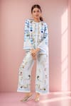 Buy_Naintara Bajaj_White Round Neck Floral Print Pant Set _at_Aza_Fashions