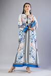 Samyukta Singhania Multi Color Tassels Round Neck Printed Blue Maxi Dress Online at Aza Fashions Samyukta Singhania_Multi Color Tassels Round Neck Printed Blue Maxi Dress_Online_at_Aza_Fashions