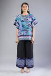 Buy_Samyukta Singhania_Multi Color Round Neck Graphic Print Top And Black Pant Set _Online_at_Aza_Fashions