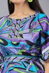 Shop_Samyukta Singhania_Multi Color Round Neck Graphic Print Top And Black Pant Set 