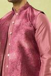 Arihant Rai Sinha_Pink Woven Acanthus Bloom Bundi Kurta Set _Online_at_Aza_Fashions